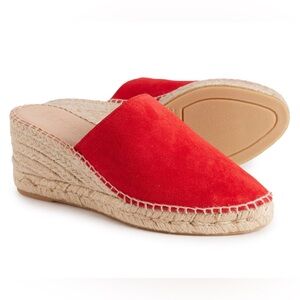 JUTELIA Made in Spain Open-Back Wedge Espadrilles - Suede NWT in box size 38